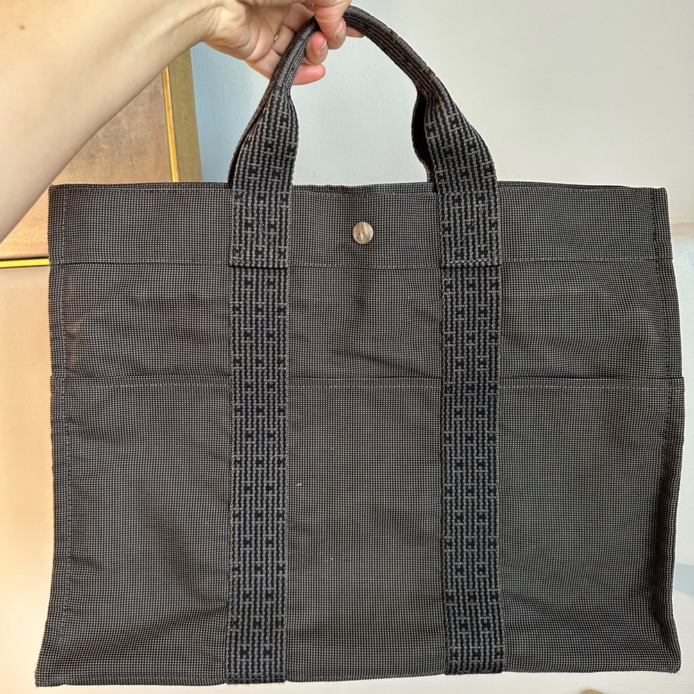 HERMES | black canvas bag like new EUC